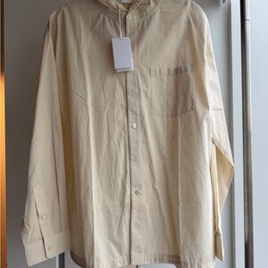 Helmut Lang Men's Beige Hoodie Shirt/Button-Up Shirt
